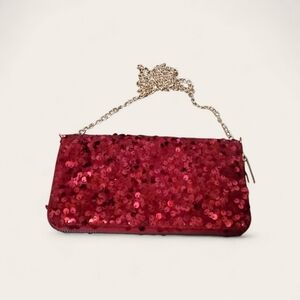 Chic Black Sequin Clutch with Gold Chain